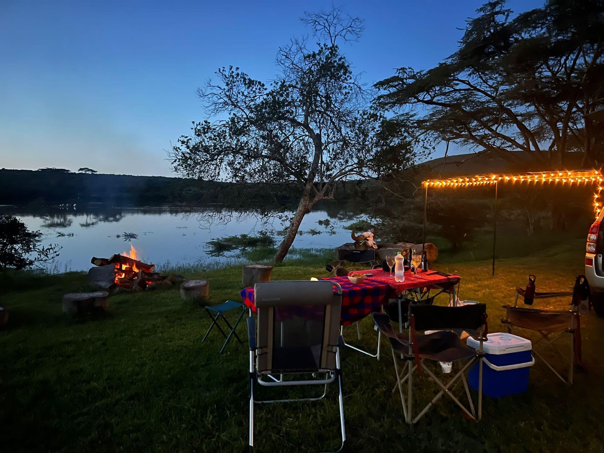 Sangare wildcamping setup with rental gear