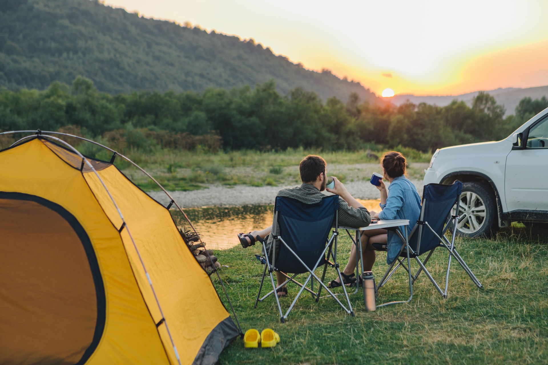 Outdoor tent and gear setup overlooking Kenyan wilderness